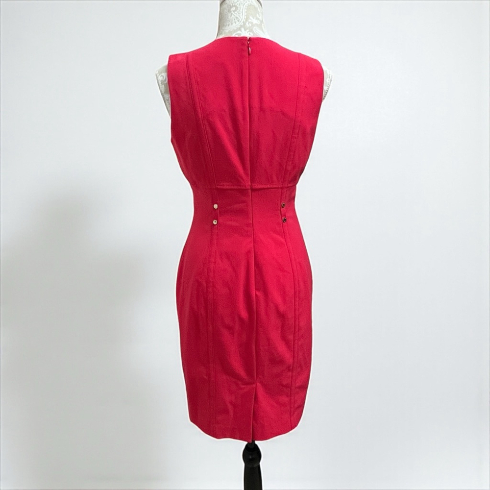 Calvin Klein Women’s Pink Red Sheath Dress Size 4 Sleeveless Career Cocktail - Picture 11 of 14
